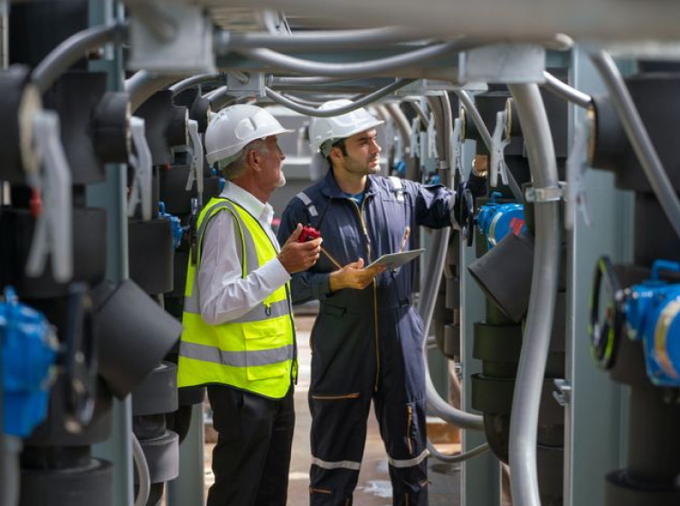 Engineers working in an electrical facility